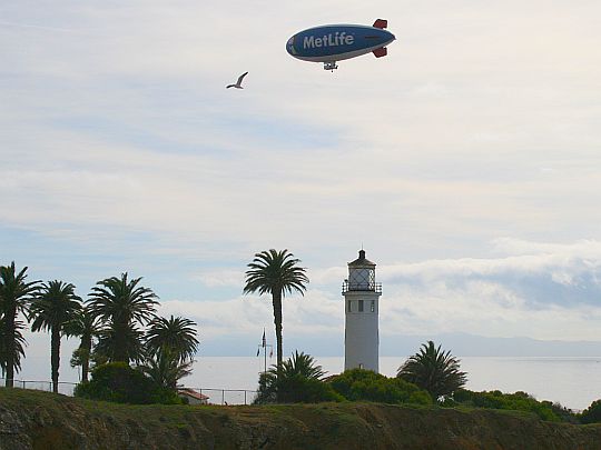blimp and lighthouse